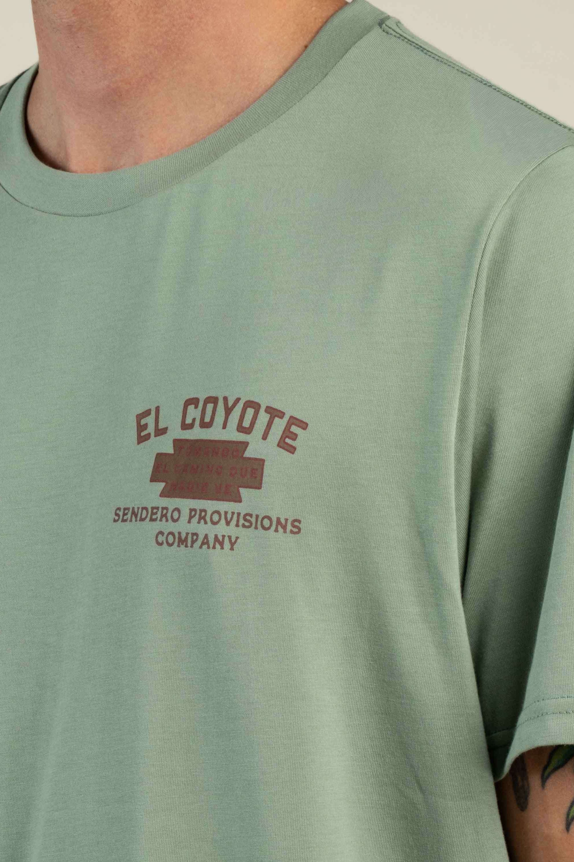 Sendero Coyote T-Shirt in Laguna ront close up