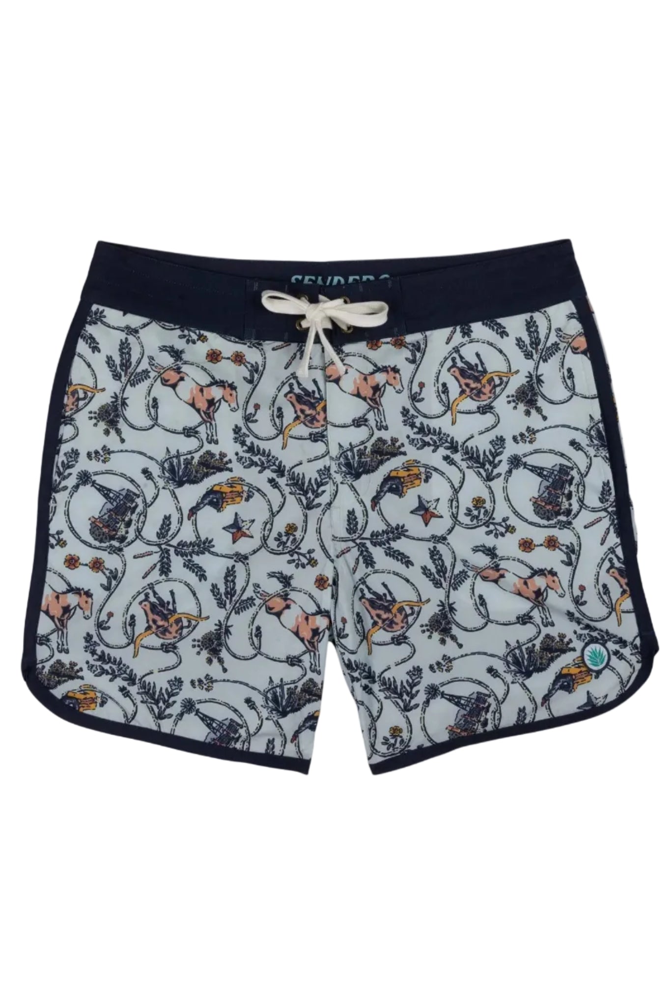 Sendero Point Bar Boardshort in High Lonesome/Light Blue flat product