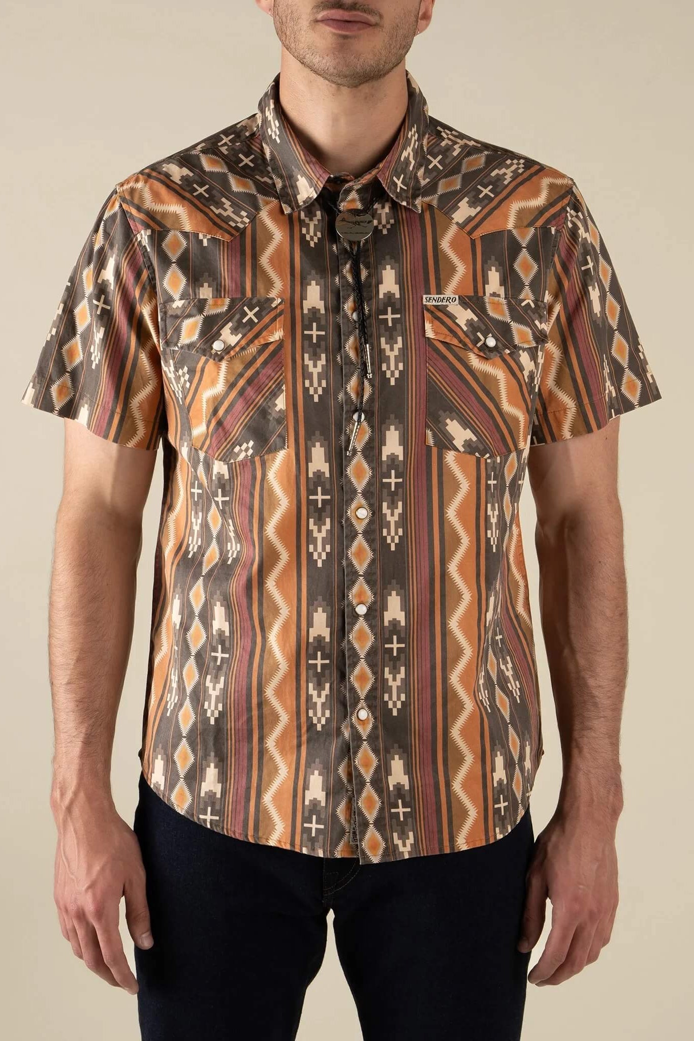 Sendero The Wyatt Pearl Snap short sleeve in Tempe Stripe
