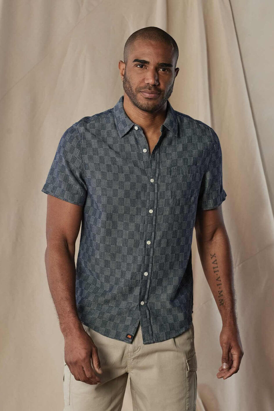 The Normal Brand Freshwater Button Up in summer navy check