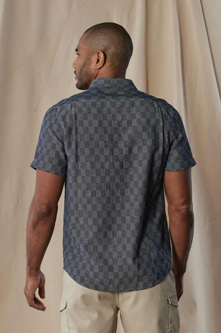 The Normal Brand Freshwater Button Up in summer navy check