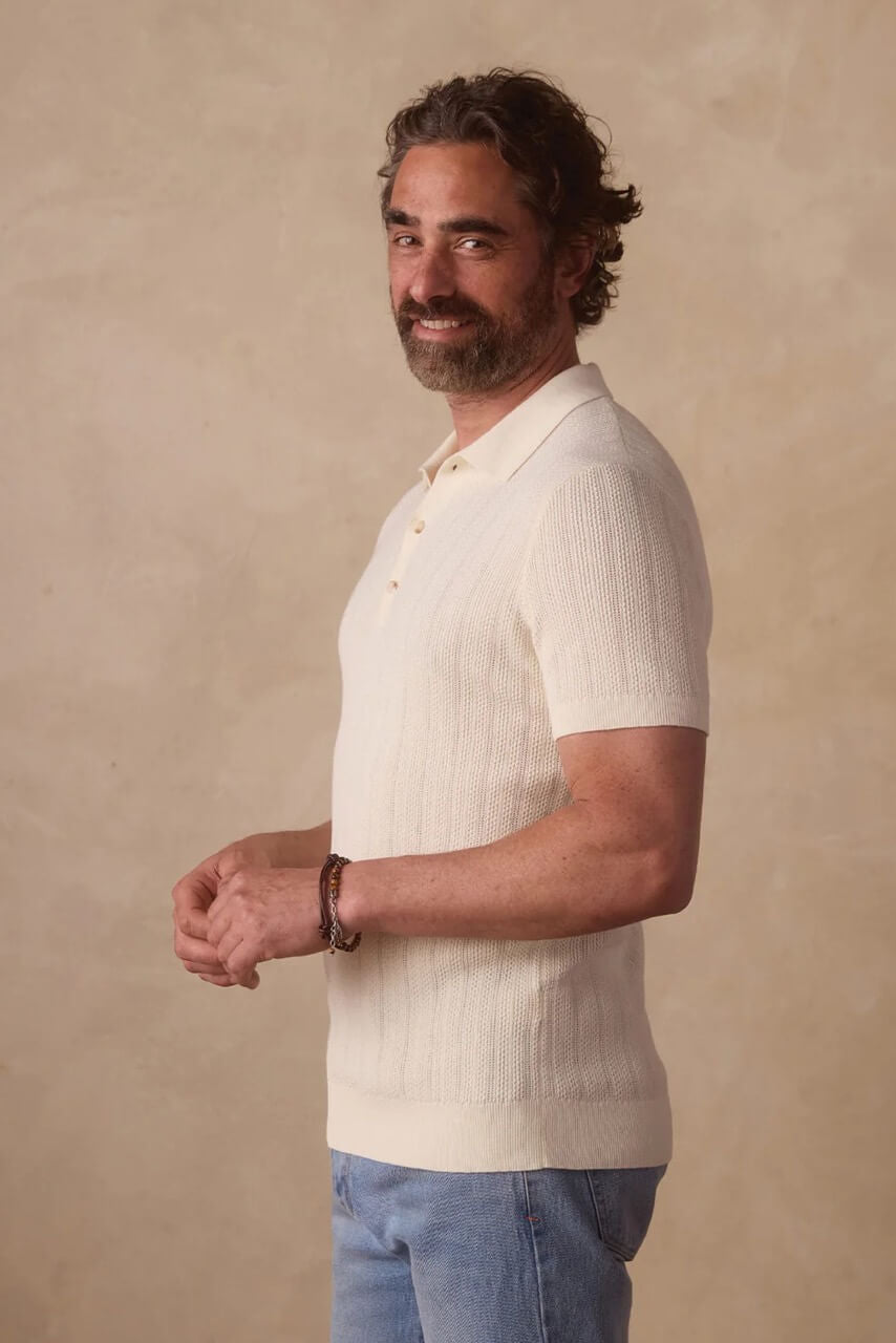 The Normal Robles Textured Knit Short Sleeve Polo