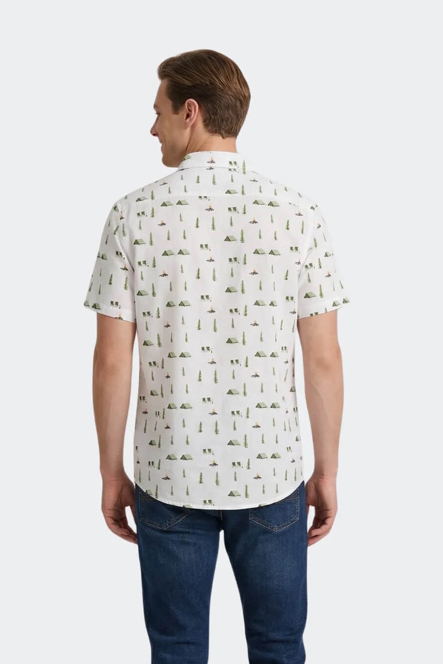 Vustra Wilderness Explorer Button-Down Shirt in White back fit
