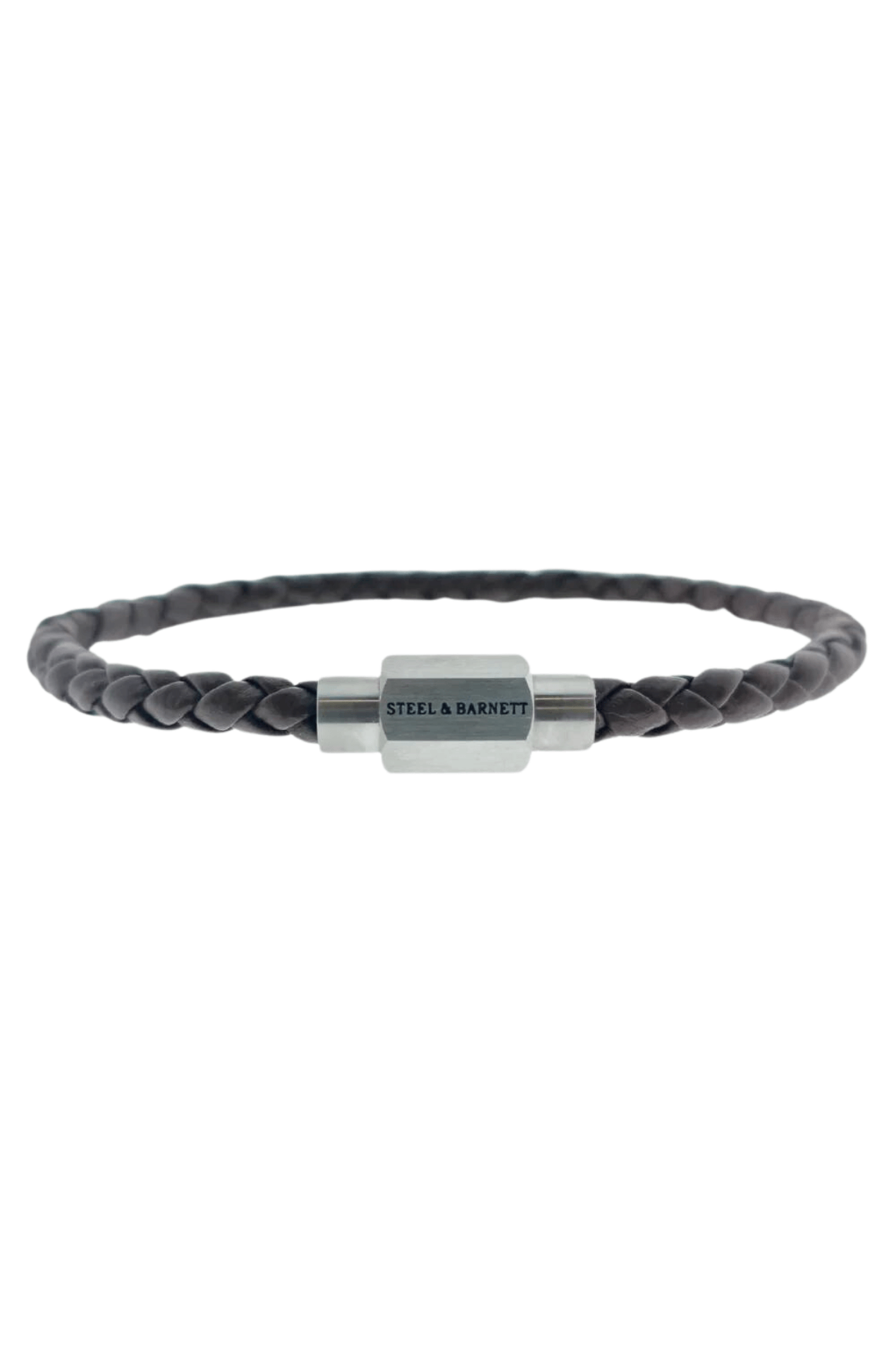 Silver Luke Landon Leather Bracelet