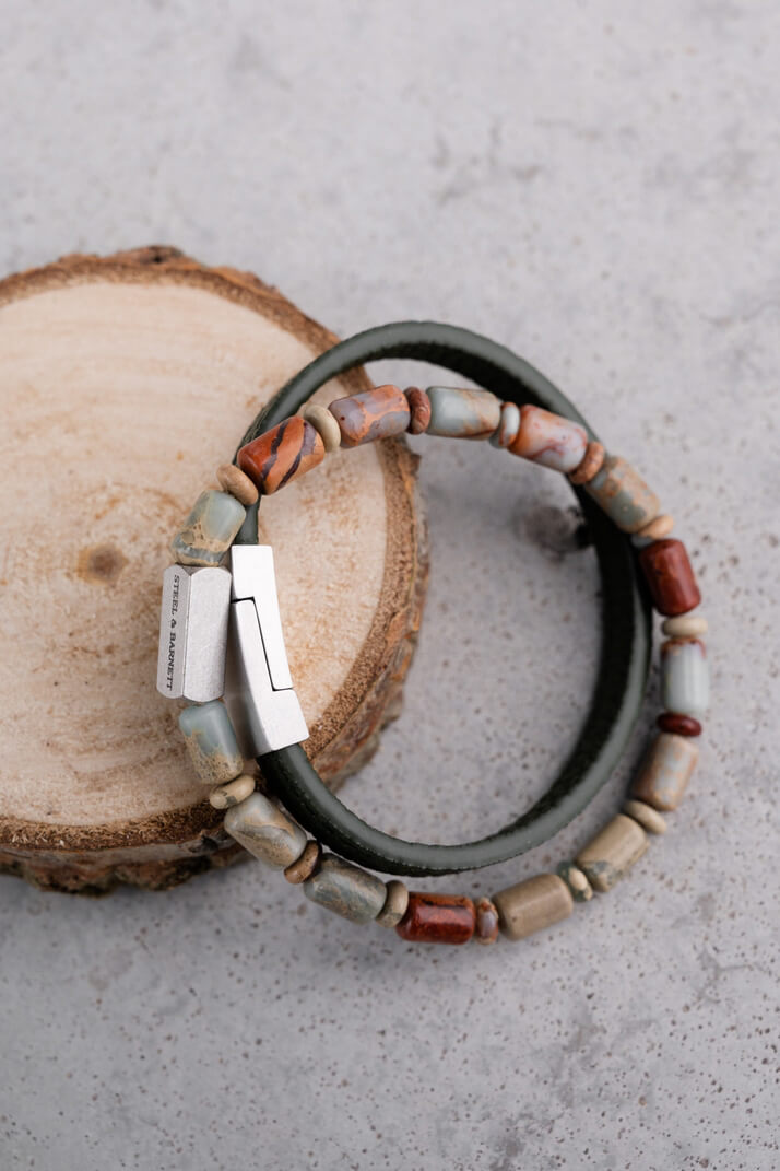 Steel & Barnett Mens Stones Colorful Bracelet. Formal Men's leather bracelet. Steel & Barnett men’s jewelry. Steel & Barnett bracelets for men. Steel & Barnett men’s bracelets. Steel & Barnett leather bracelets. Steel & Barnett stone bracelet. Steel & Barnett Gold Luke Landon Leather Bracelet. Steel & Barnett Silver Derby Leather Bracelet. Steel & Barnett Stones Colourful Bracelet. Steel & Barnett Silver Riley Leather Bracelet. Elegant men’s jewelry. Simple men’s jewelry. Well made men’s jewelry. 