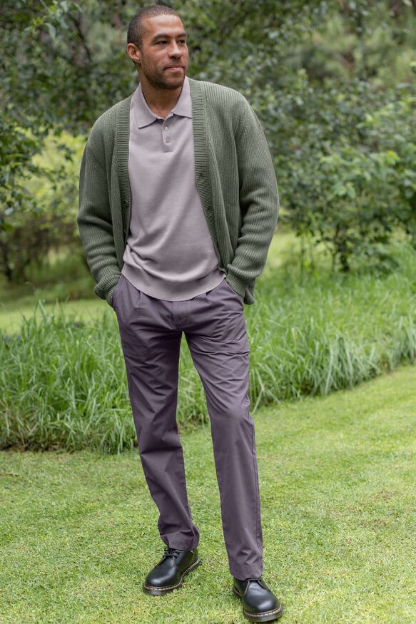 Alex Crane Bay Cardigan in pine outfit