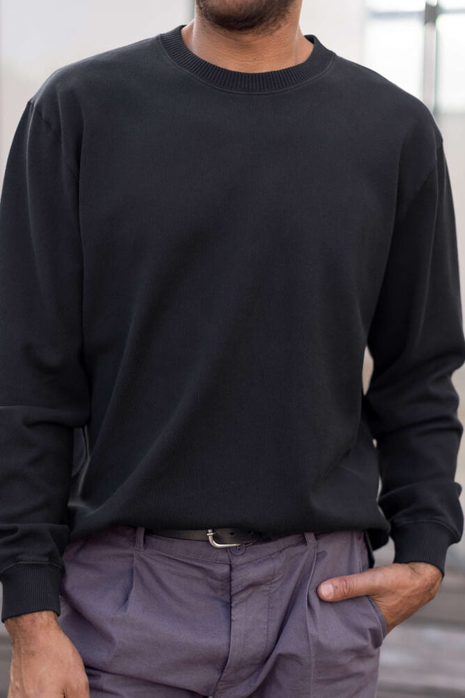 Alex Crane Caza Crewneck in night close up