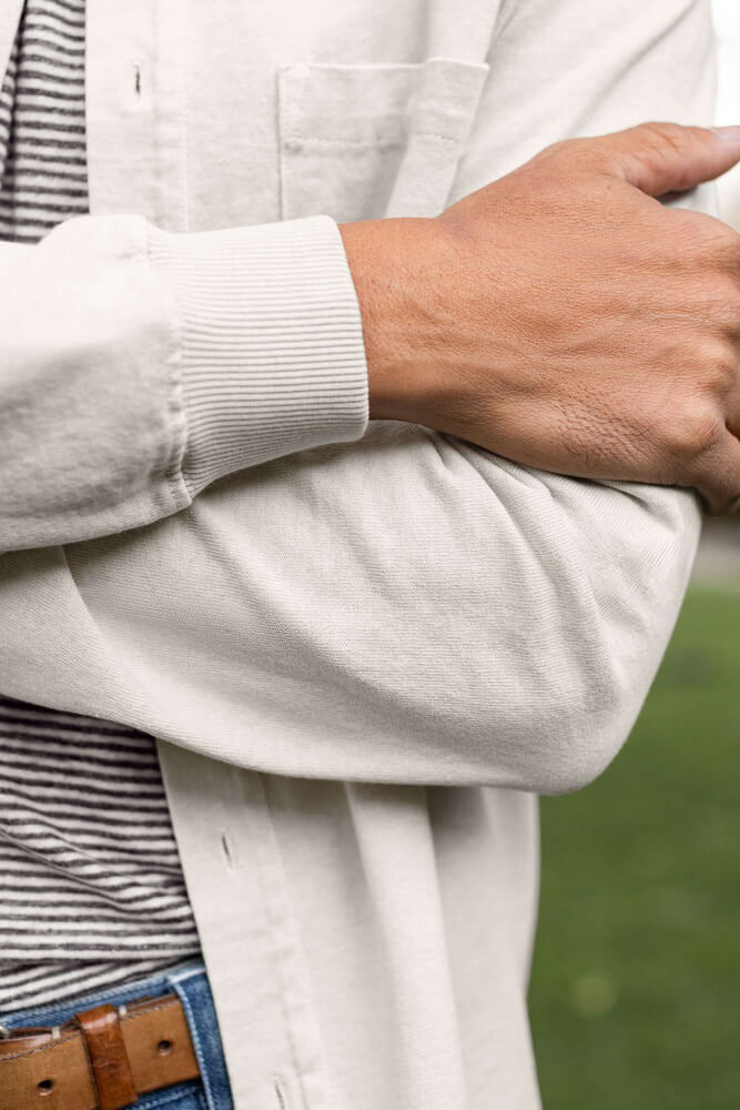 Alex Crane Caza Knit Shirt in cream texture