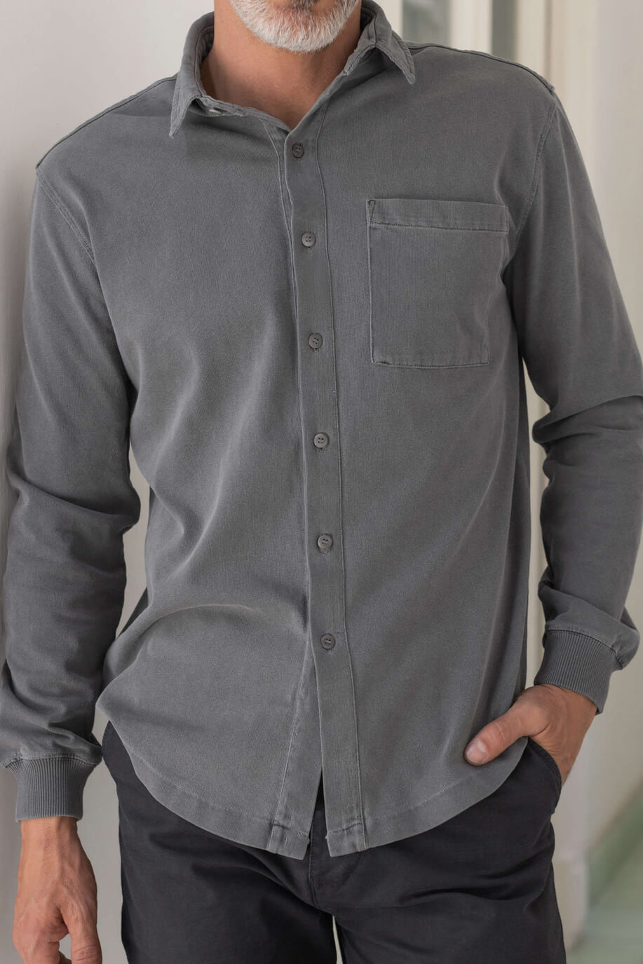 Alex Crane Caza Knit shirt in slate fit