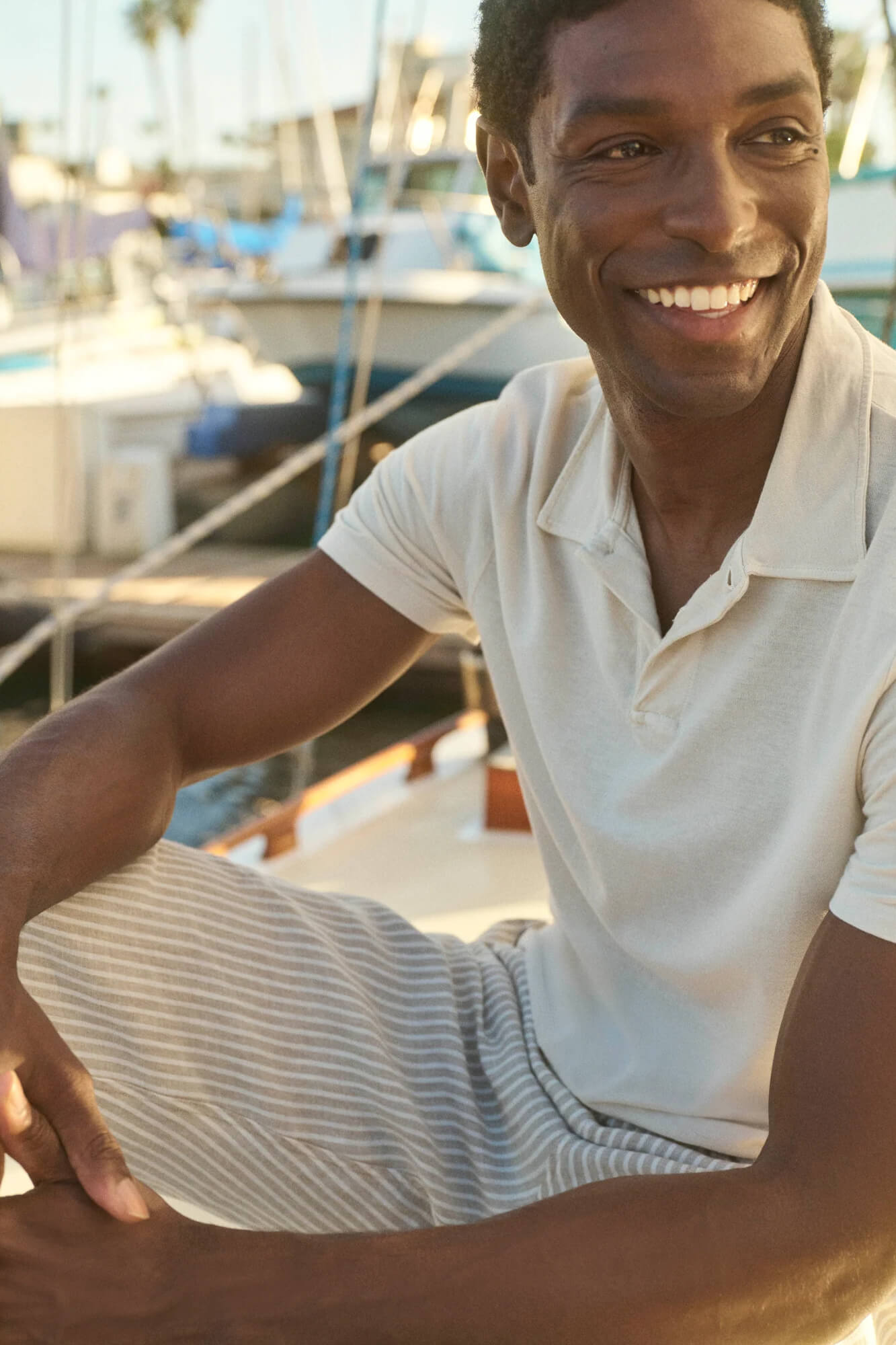Alex Crane Crepe Polo in cream