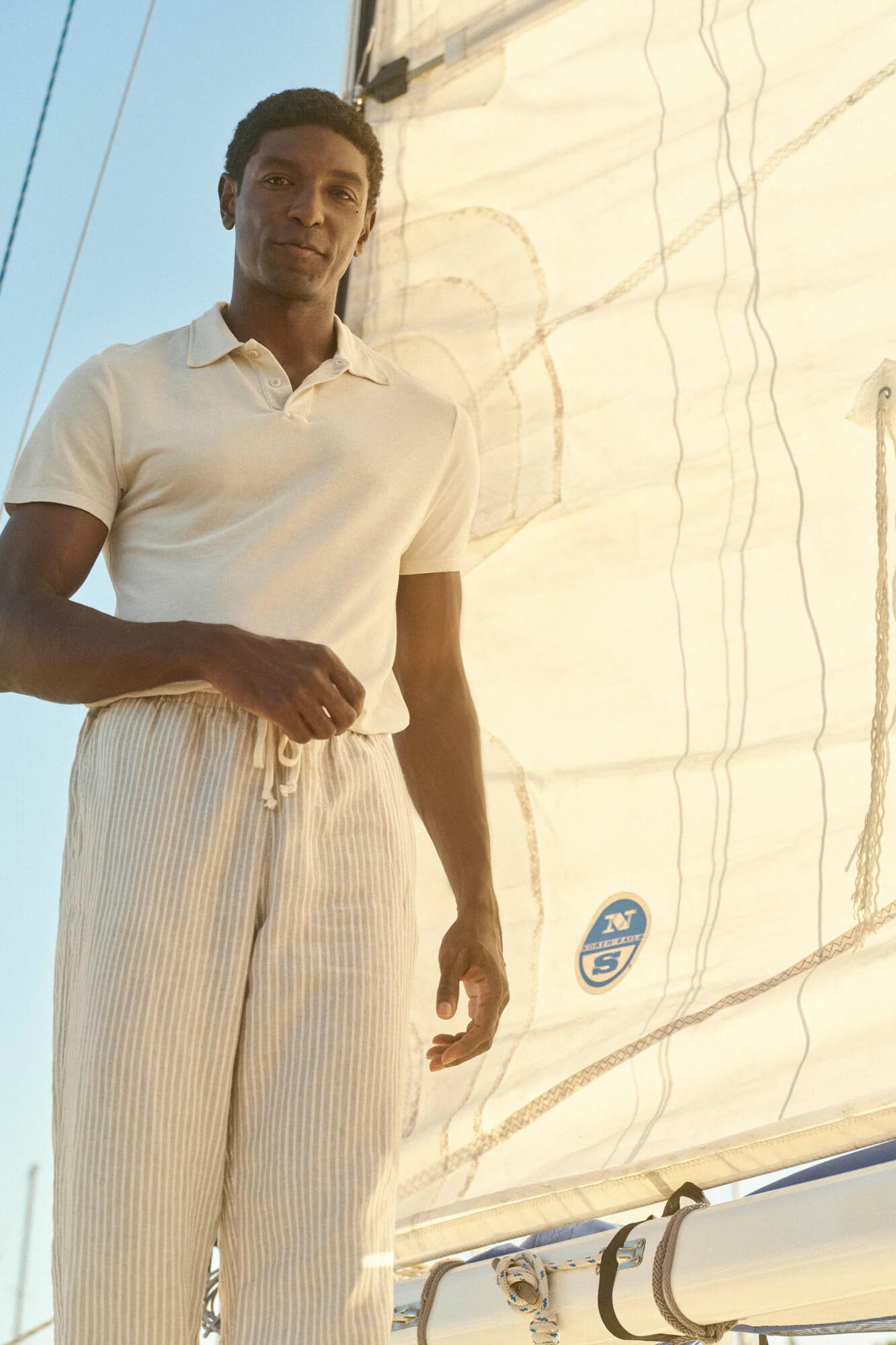 Alex Crane Crepe Polo in cream
