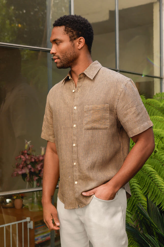 Alex Crane ola shirt in overdye chai lifestyle