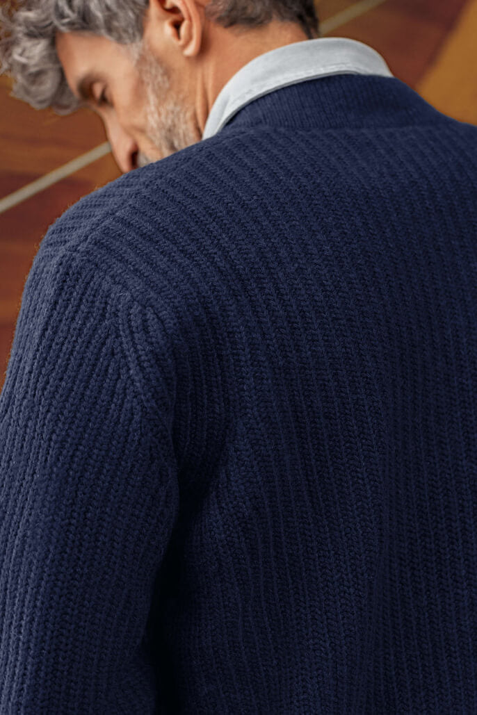 Alex Crane Vale Cardigan in indigo back