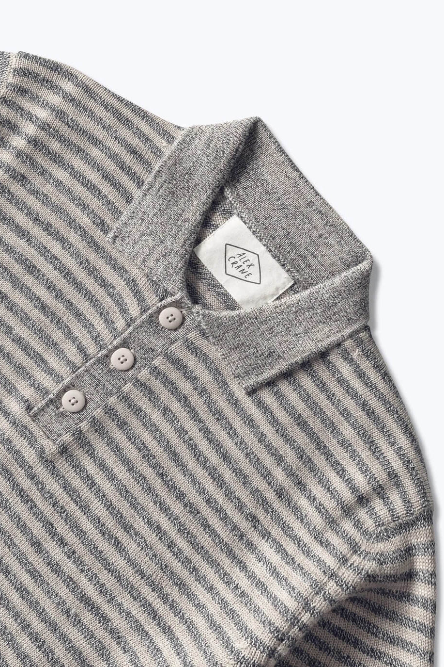 Alex Crane Anchor Polo in Sand Lines close up