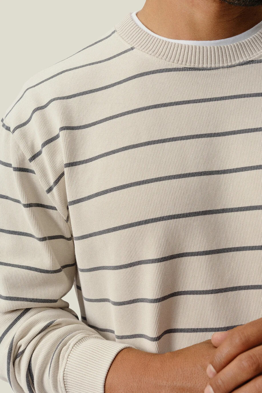 Alex Crane Caza Crewneck in Rio close up