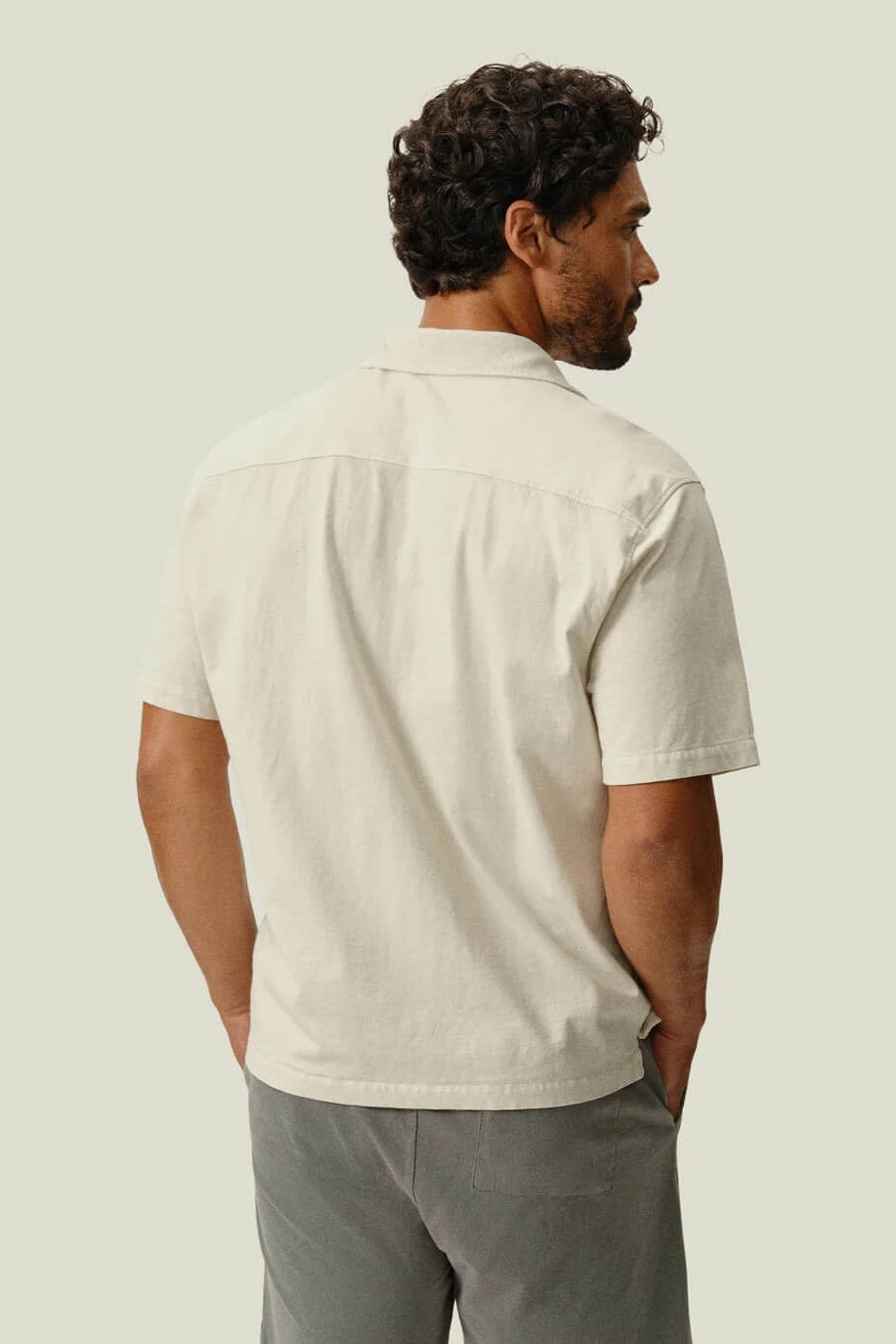 Alex Crane Feather weight Caza Camp Shirt in Cream back 