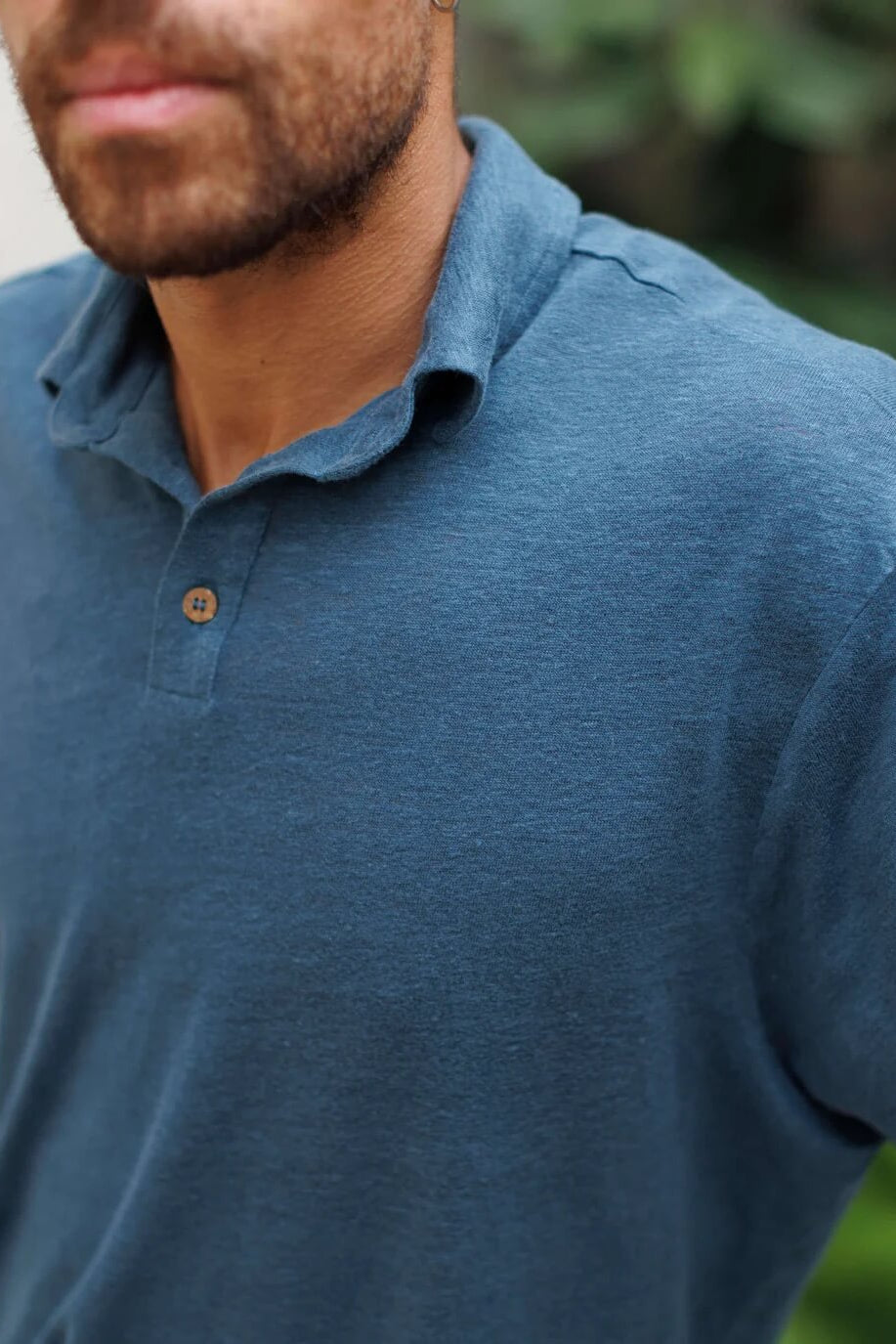 Alex Crane Knit Polo in Dusk close up