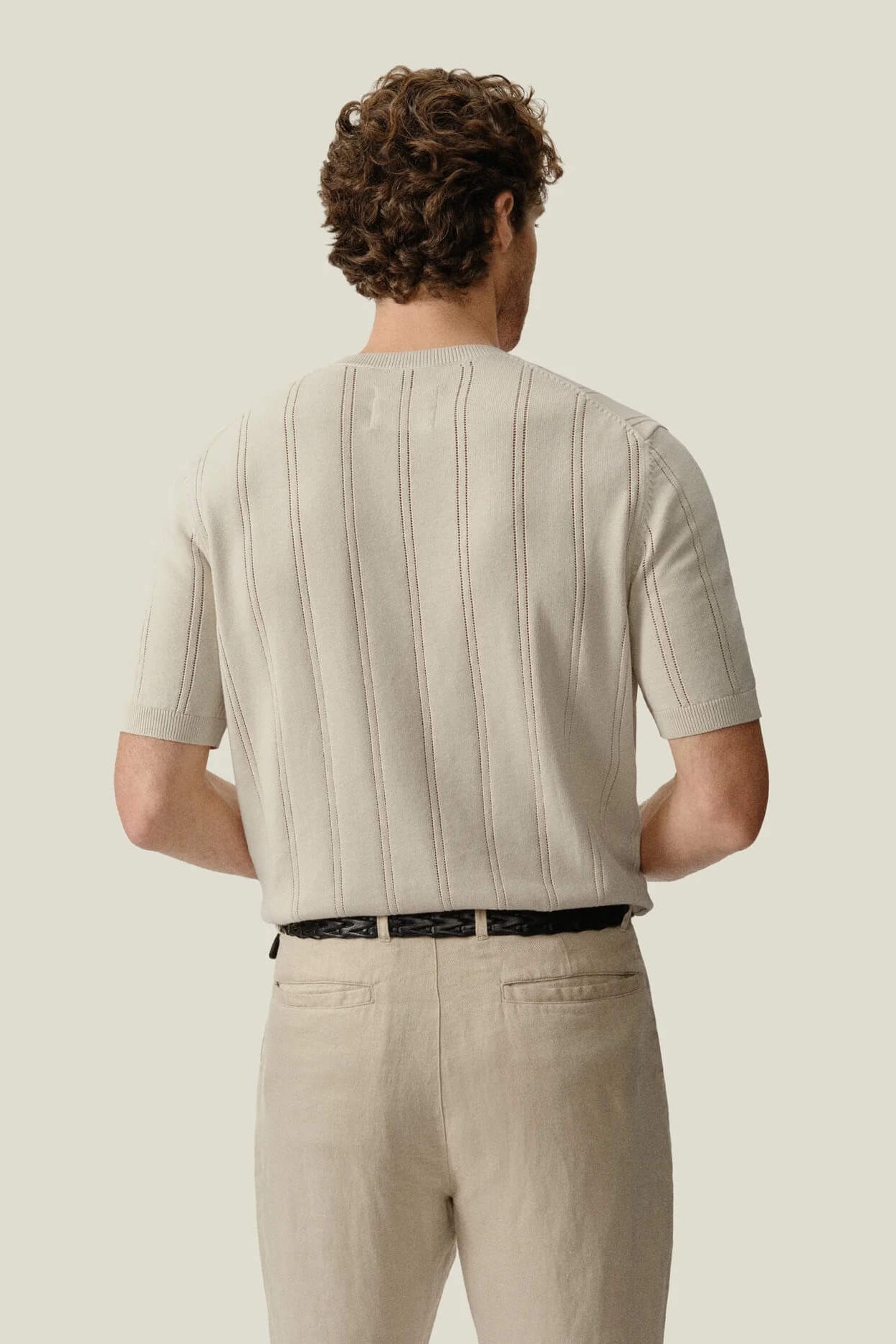 Alex Crane Lolo Drop Needle Sweater Tee in Shell back fit