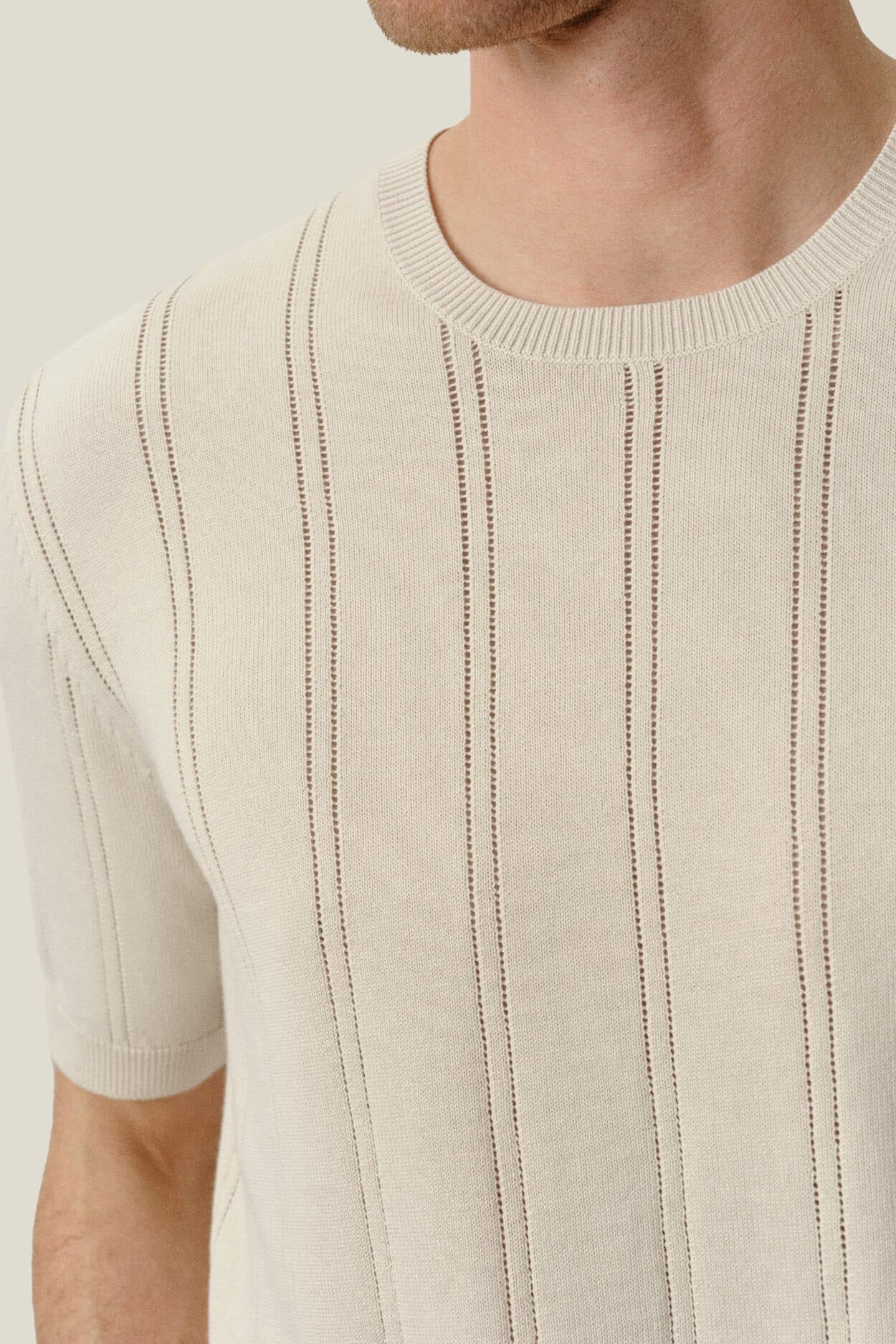 Alex Crane Lolo Drop Needle Sweater Tee in Shell close up