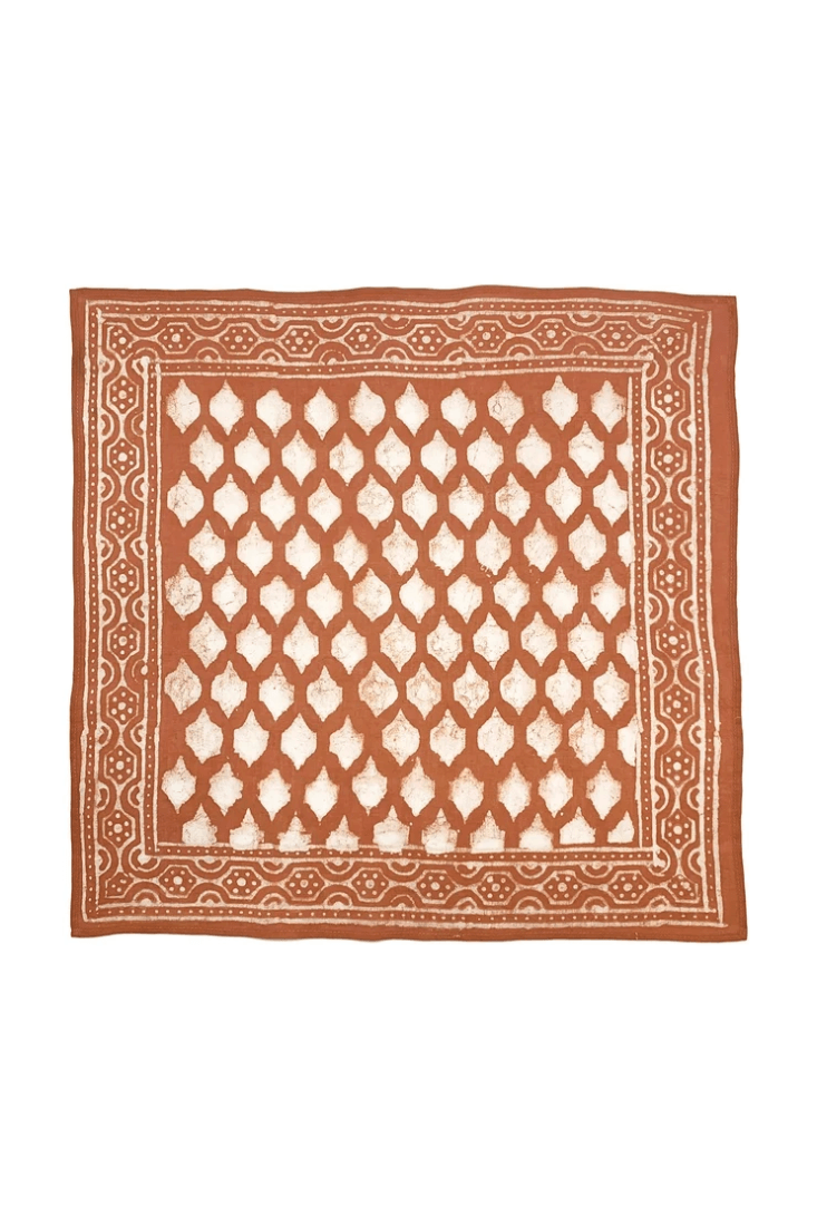 Anju Jewelry men's block printed cotton bandana with handcrafted pattern and lightweight construction.