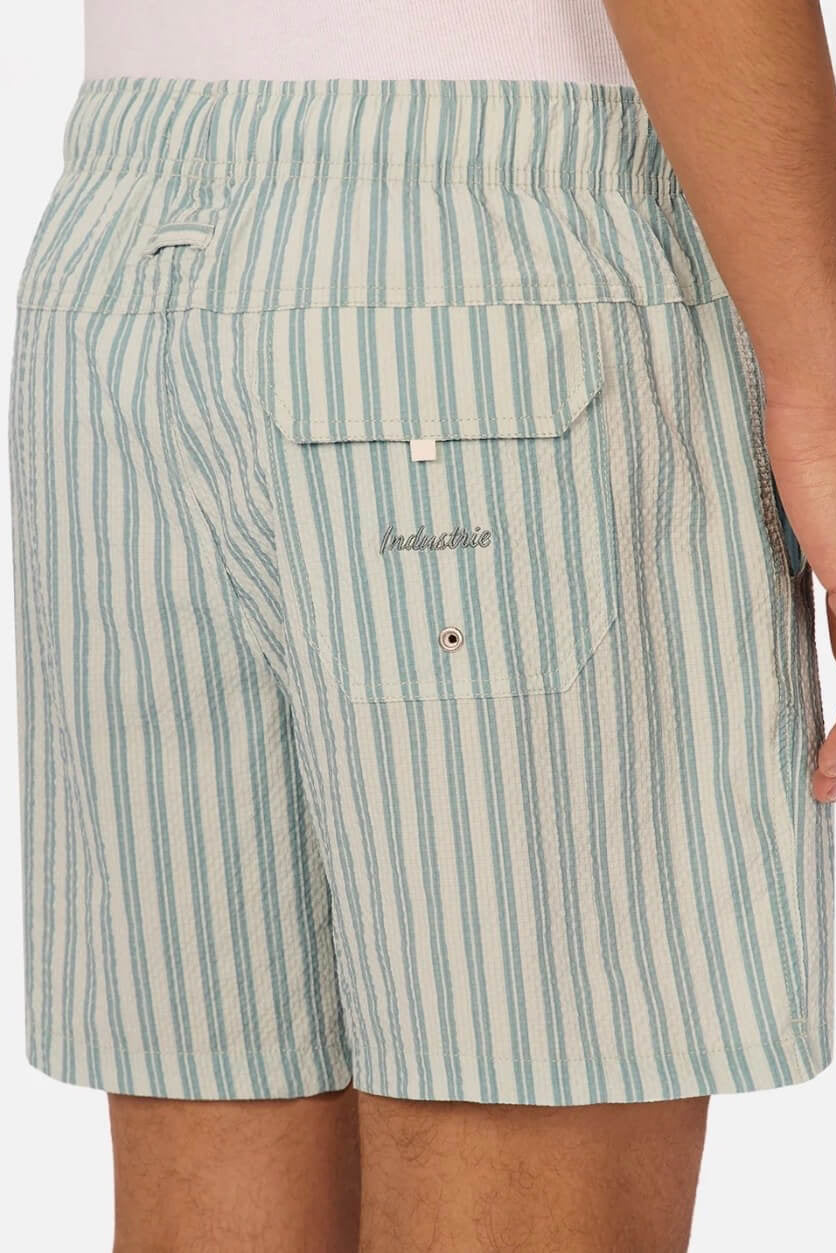 Industrie The Berkeley Swim Short in Silver Blue/White back close up