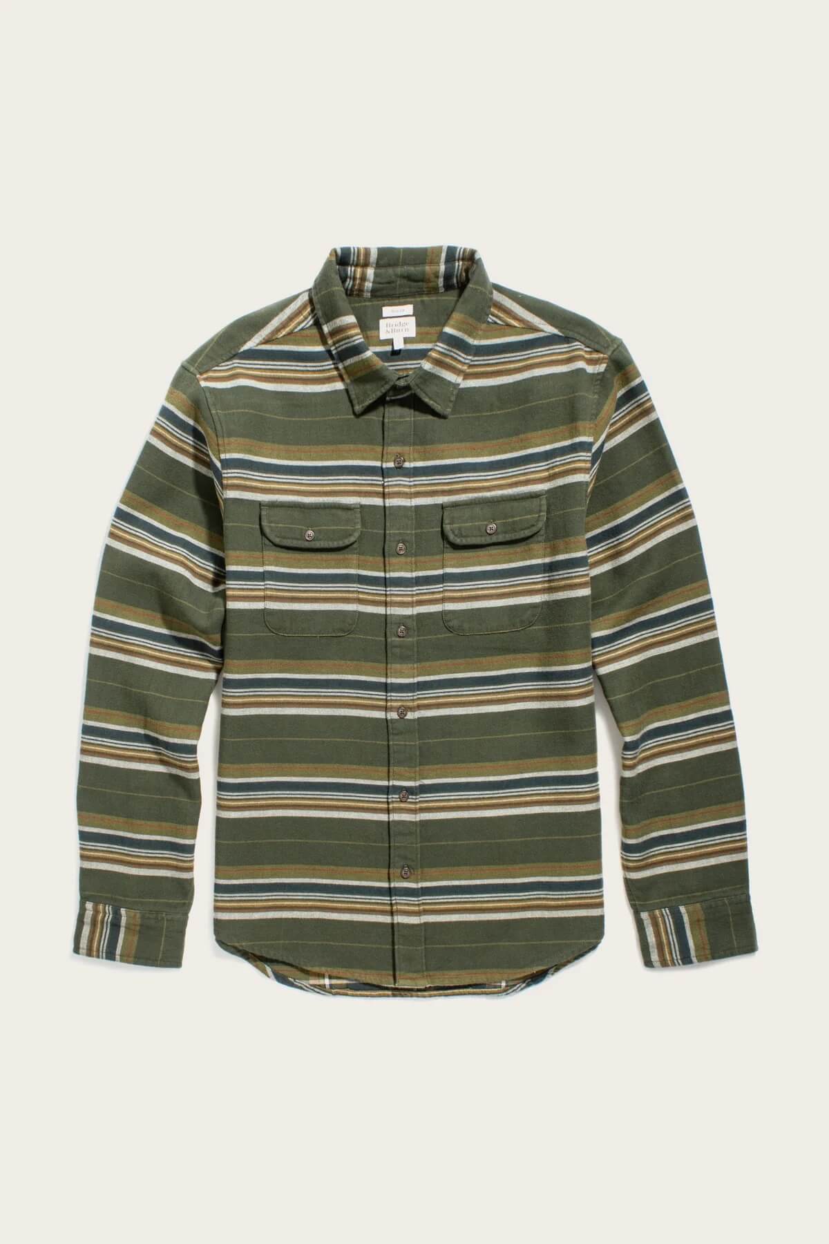 Bridge & Burn Cole Slim Shirt in Whreath stripe flat product