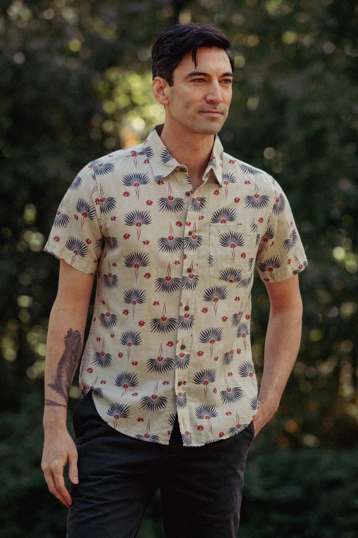 Bridge & Burn Harbor Slim Shirt in aloha floral