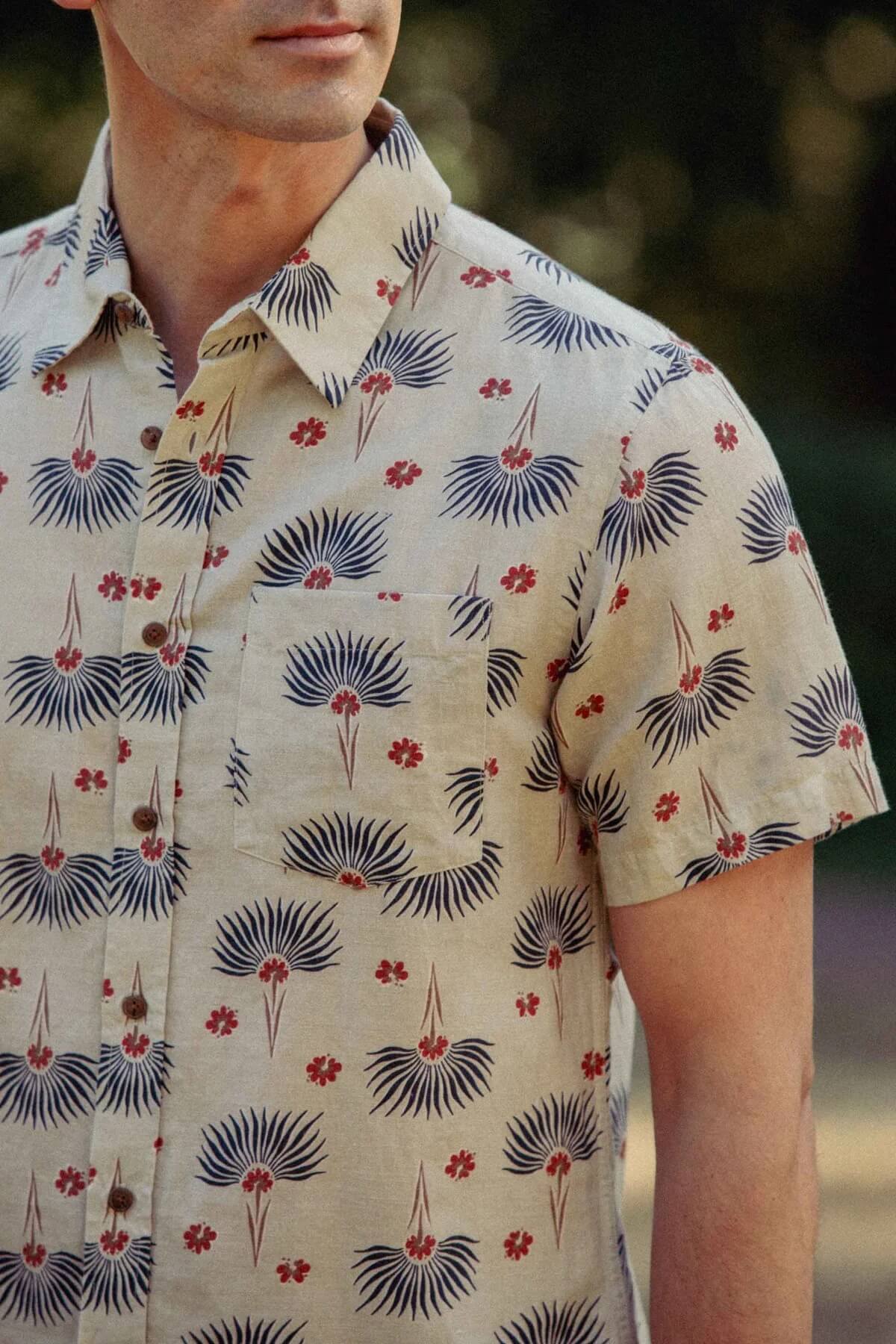 Bridge & Burn Harbor Slim Shirt in aloha floral