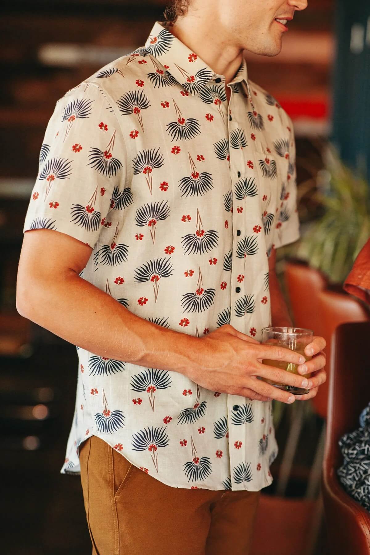Bridge & Burn Harbor Slim Shirt in aloha floral