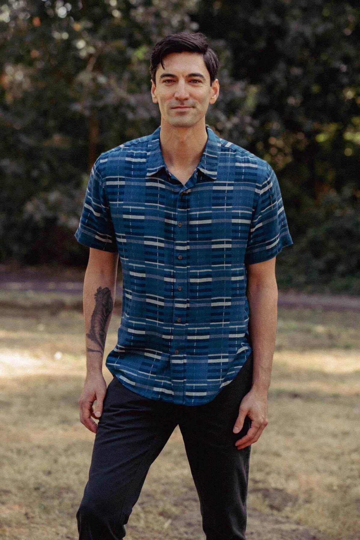 Bridge & Burn The Emerson Shirt in Stormcrest Stripe style