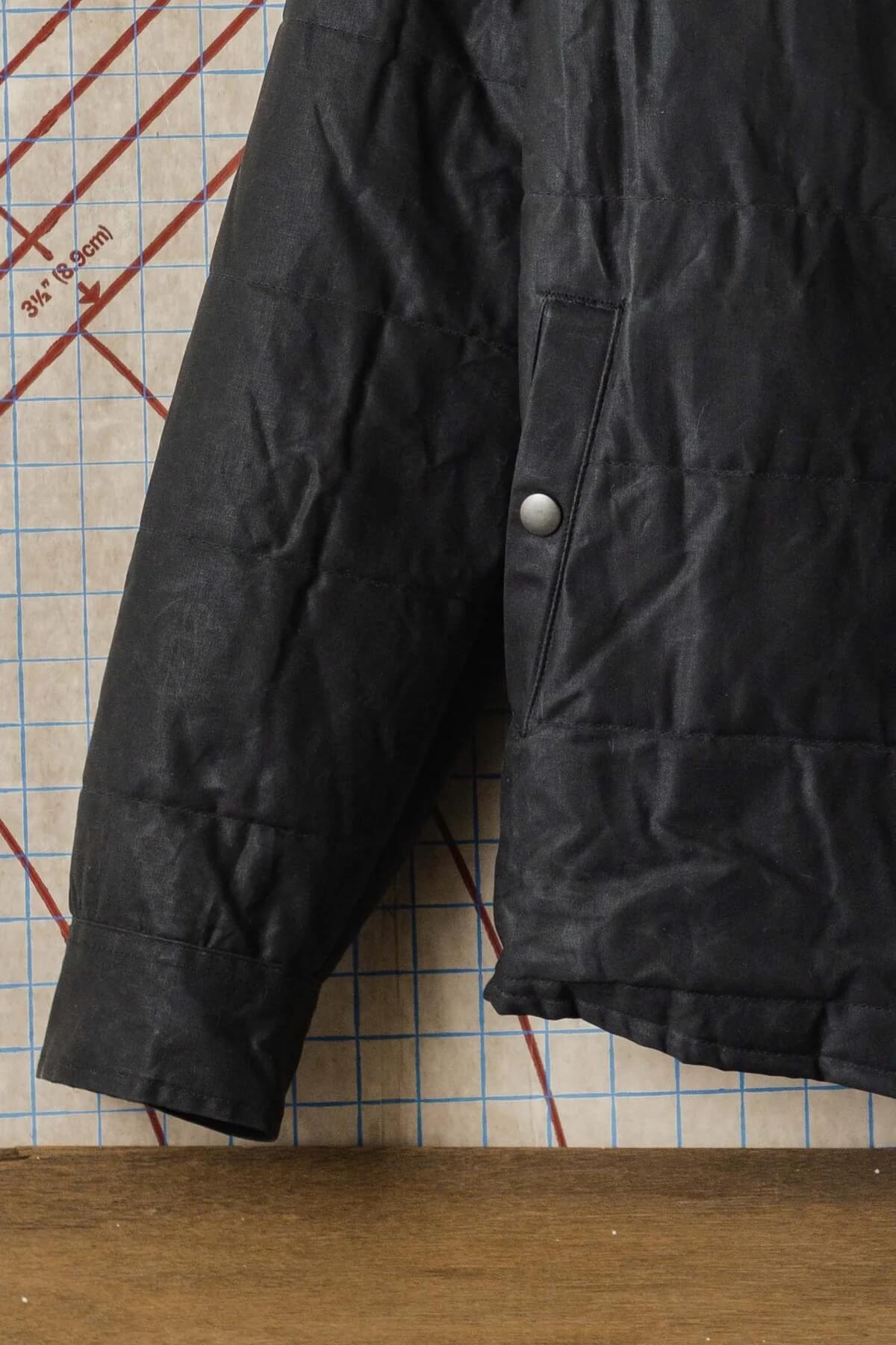 Bridge and burn The Holman Quilted Jacket in Black Waxed Canvas texture
