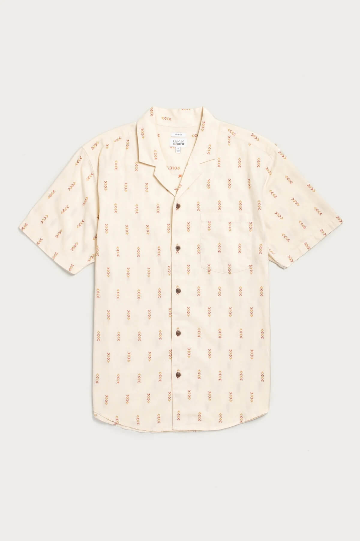 Bridge and Burn The Collins Slim Shirt in Dune Chevron flat product