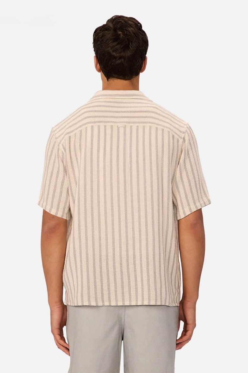 Industrie The Cresta Short Sleeve Shirt IN Off White/Blue back fit
