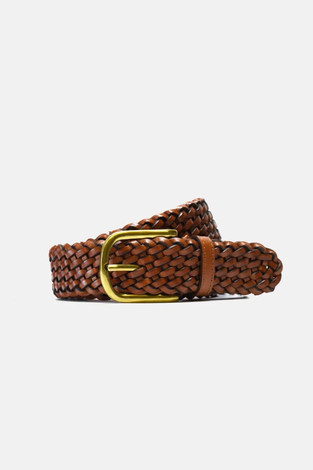 Curated Basics Brown Woven Leather Belt