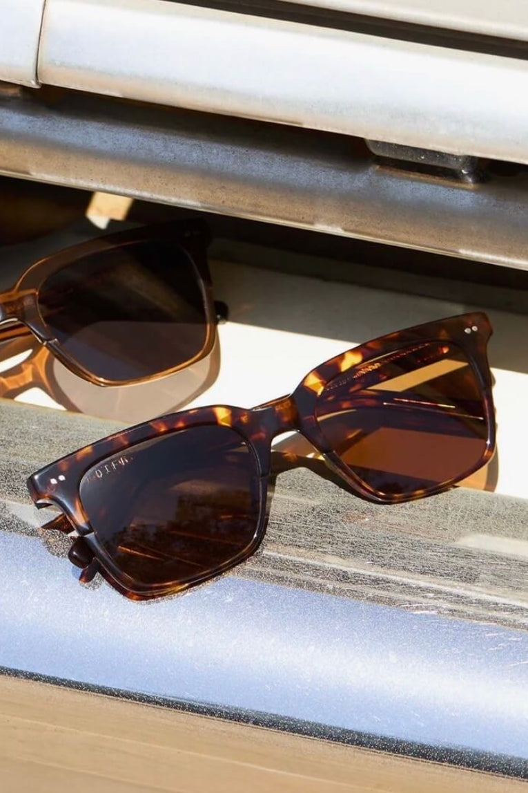 Diff Eyewear Billie Polarized Sunglasses in Espresso Tortoise + Grey