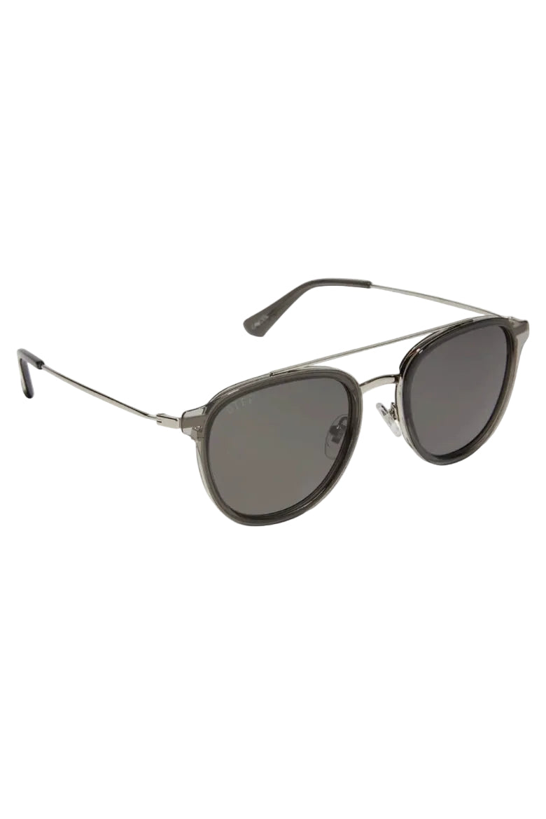 Camden Polarized Sunglasses in Black Smoke Crystal by Diff Eyewear 