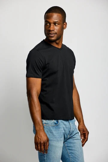 VNeck T-Shirt in Black by Easy Mondays