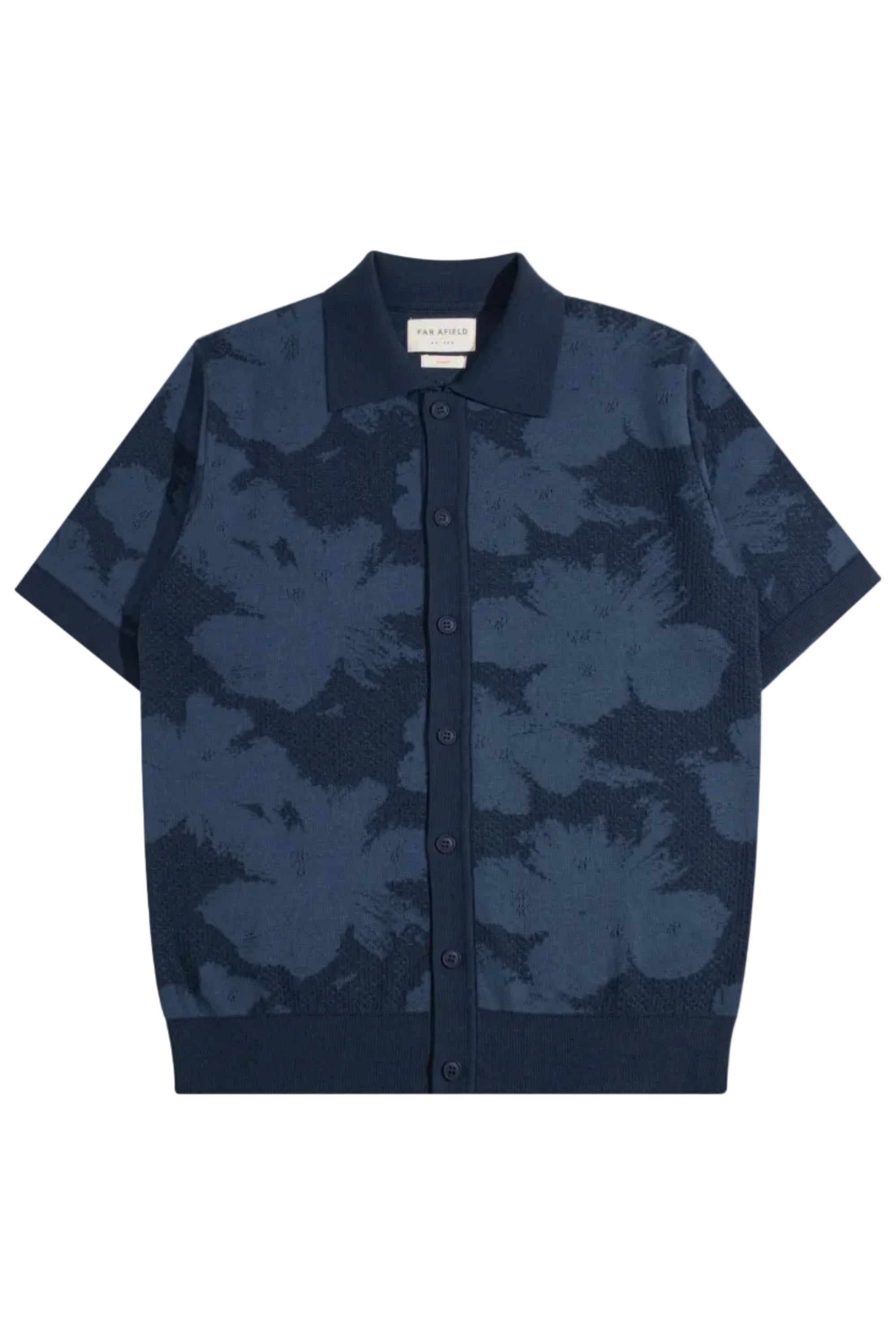 Far Afield Zigger Pixel Flower Knit Shirt in Navy