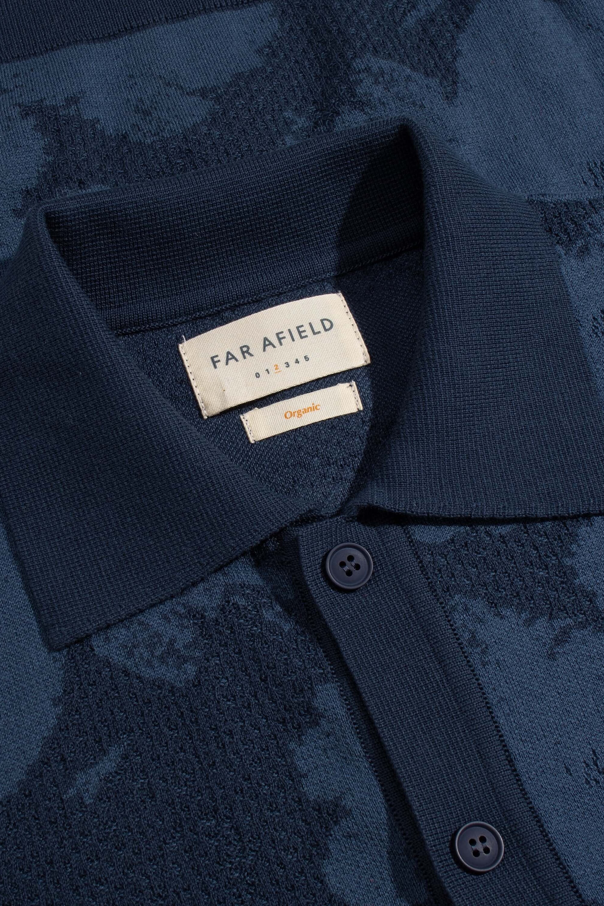 Far Afield Zigger Pixel Flower Knit Shirt in Navy