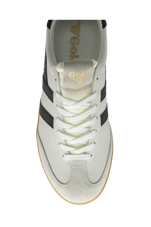 Gola Cyclone leather shoe in black white and gum
