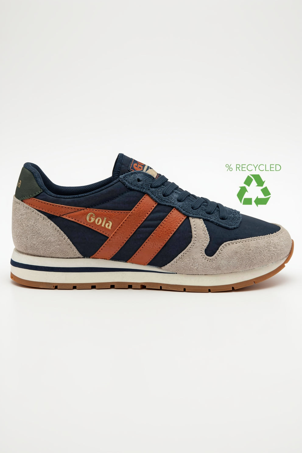 Gola Daytona Chute Sneakers in Navy/Bone/Moody Orange side view