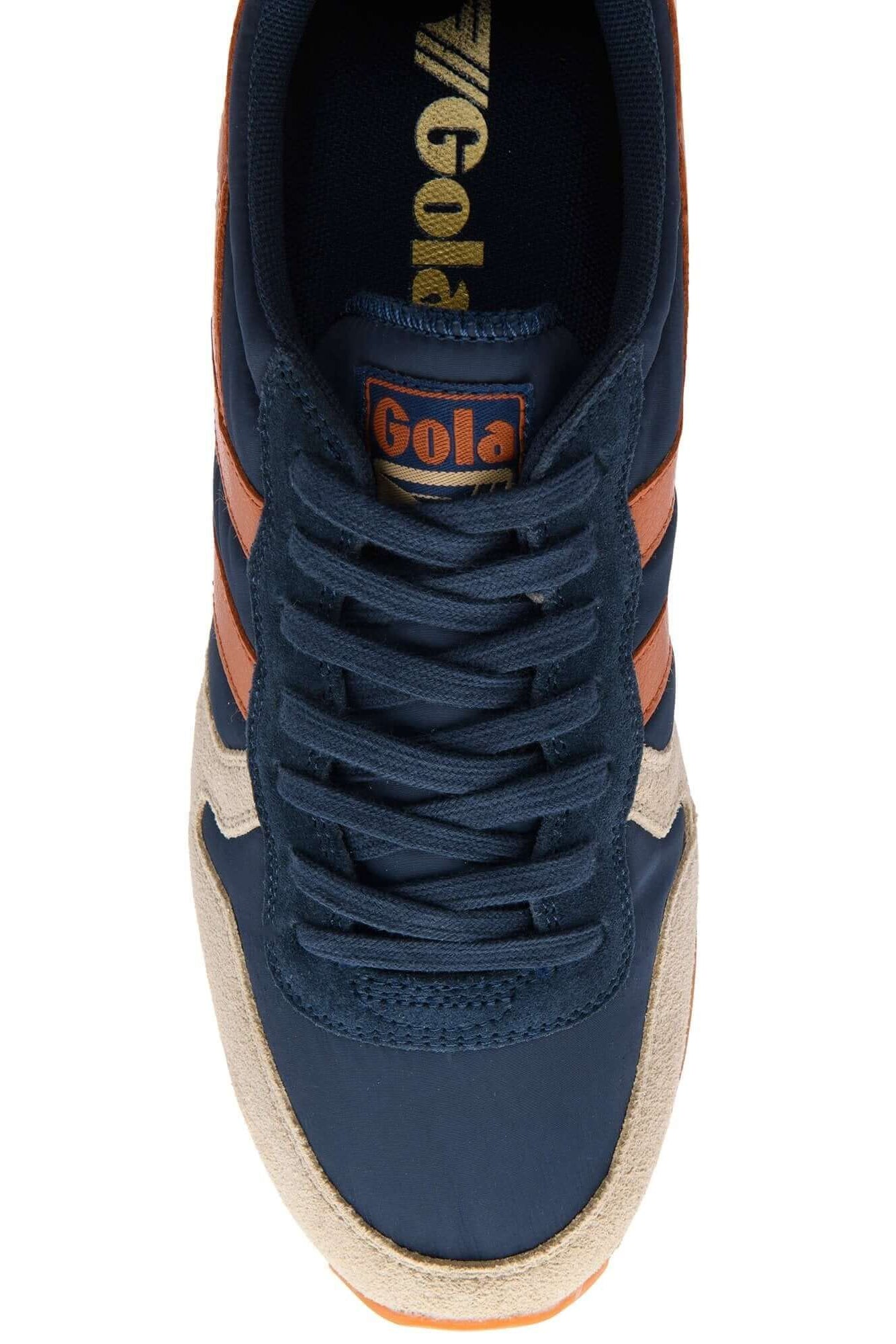Gola Daytona Chute Sneakers in Navy/Bone/Moody Orange side view top view