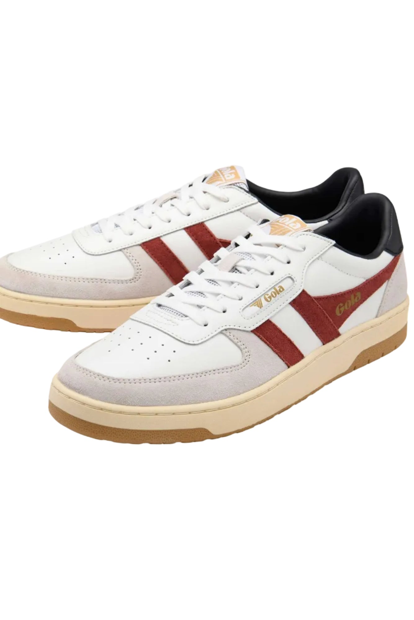 Gola Hawk Sneakers in White/RedOchre/ Black