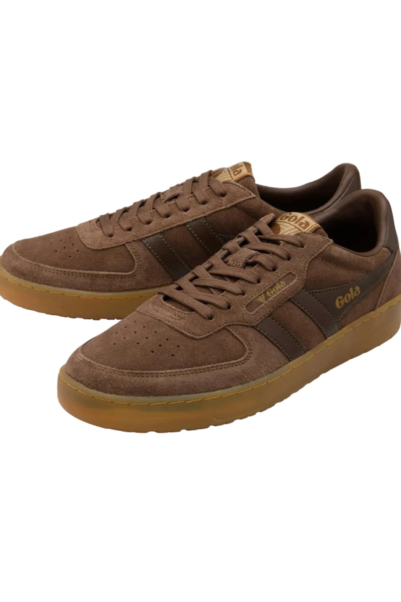 Pair of Gola Hawk Suede 86 in Otter/Gum