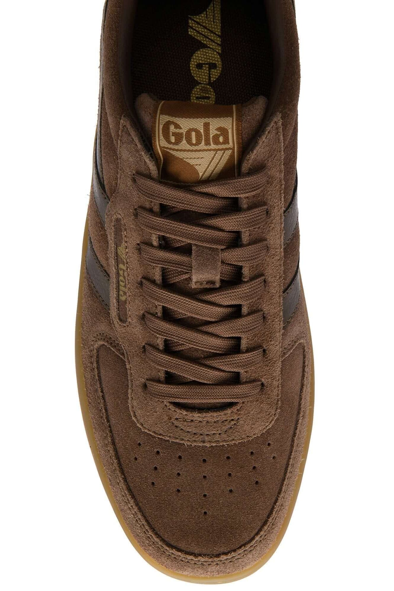 Gola Hawk Suede 86 in Otter/Gum top view