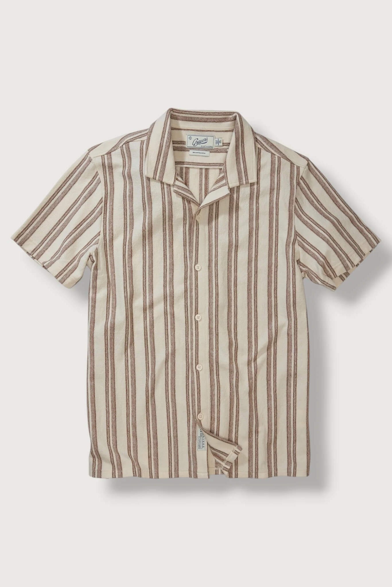Grayers Baja Camp Shirt in Biscuit Stripe flat product