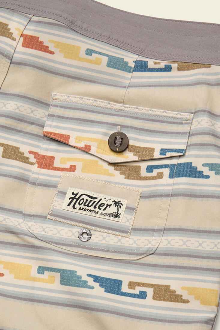 Howler Bros Bruja Boardshorts in temple tracks sand