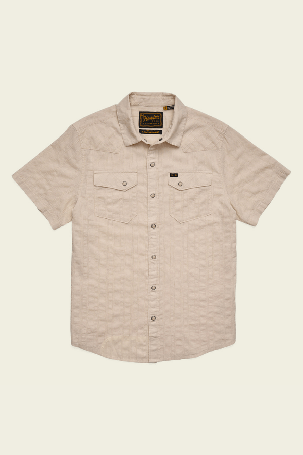 Howler Bros H Bar B Snapshirt in eyelet stripe off white