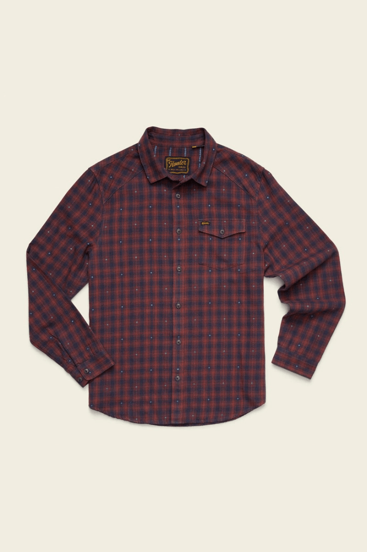 Howler Brothers La Grange Lightweight Flannel men's regular-fit brushed cotton shirt with western yokes, chest pocket, and coconut buttons.