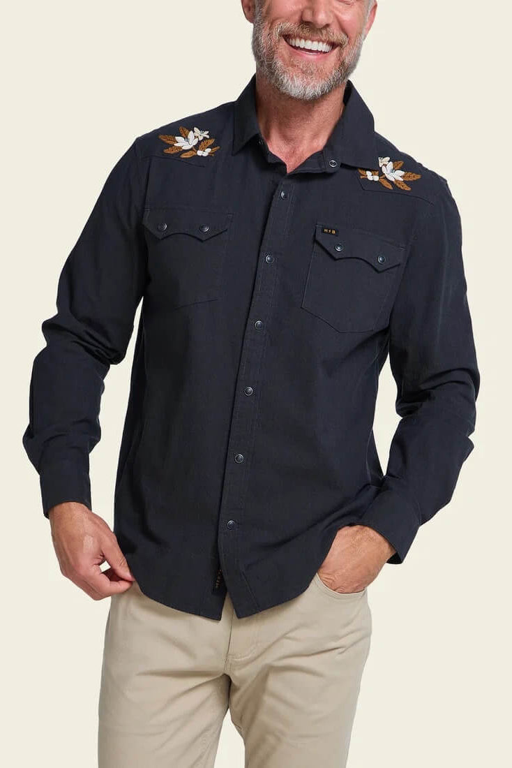 Howler Bros Crosscut Deluxe LS in Orange Blossoms - Antique Black